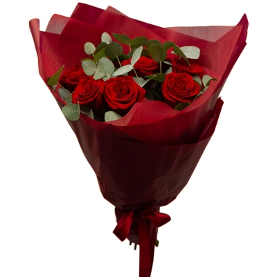 Букет из 9 красных роз с эвкалиптом – классика любви и нежности Барыш Ульяновская область Букет из 9 красных роз с эвкалиптом – классика любви и нежности Барыш Ульяновская область