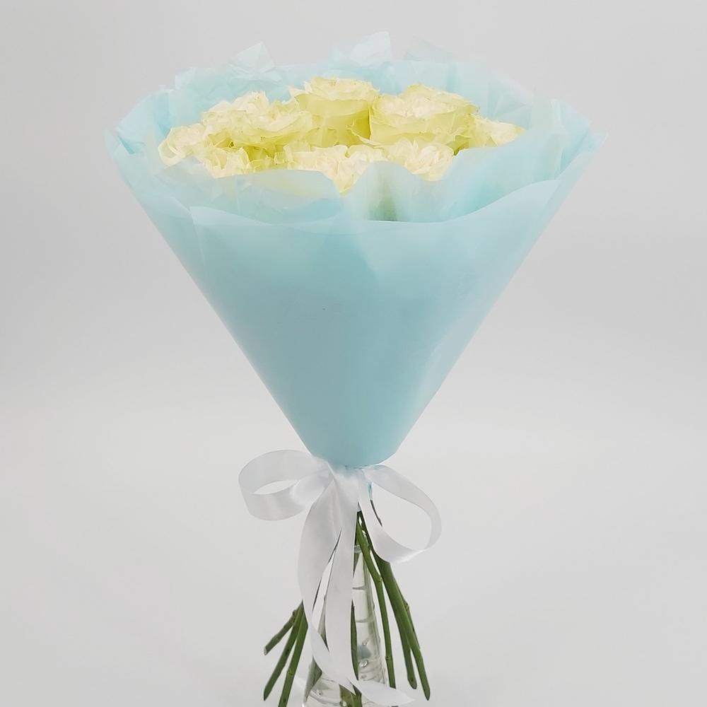 Букет «Кружевное облачко» – 11 белоснежных роз в нежной упаковке Барыш Ульяновская область