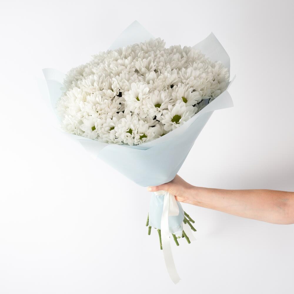 Букет «Ромашковое чудо» – летнее настроение в белых хризантемах Барыш Ульяновская область