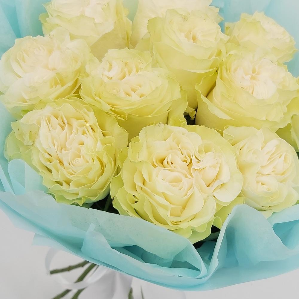 Букет «Кружевное облачко» – 11 белоснежных роз в нежной упаковке Барыш Ульяновская область